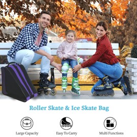 Roller Skate Bag, Adjustable Shoulder strap Ice Skate Bags for Girls Boys and Most Adults, Large Capacity Skate Bag Fits Quad Skates, Inline Skate and Most Roller Skating Accessories