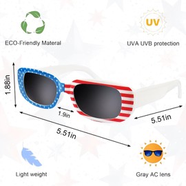 Habbiful 4th of July Sunglasses for 4th of July Decorations Patriotic Red White and Blue USA American Flag Sunglasses for Men Women Memorial Day Birthday 4th of July Accessories,White