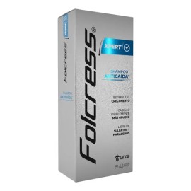 Folcress Xpert Shampoo anticaída hombre - Sin sulfatos ni parabenos, shampoo folcress para caída de cabello, uso diario, cabello visiblemente grueso -