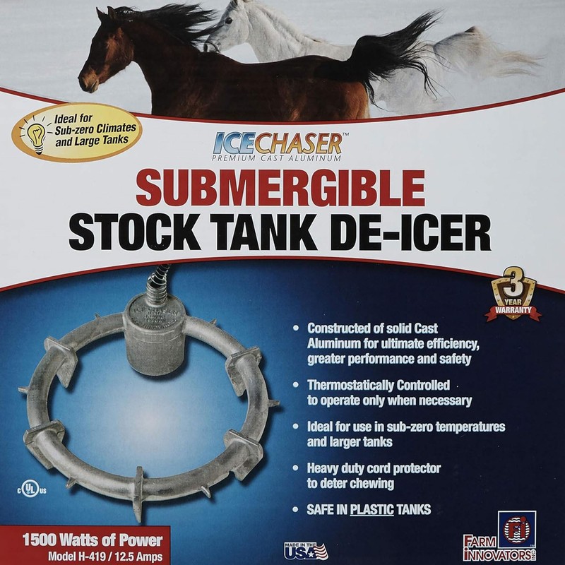 Farm Innovators Submergible Tank De-Icer, 1500W Water Deicer- Ice Chaser