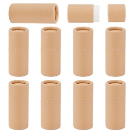 NICENEEDED 10 Pcs Paperboard Lip Balm Tubes, 0.18 Oz Refillable Paper Lipstick Tube, Round Cardboard Empty Lip Gloss Container Solid Perfume Tube Cosmetic Box for DIY Lip Gloss Balm