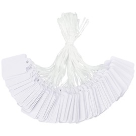 G2PLUS Pack of 500 Small Price Labels, Hanging Labels, White Marking Labels, 22 mm x 35 mm Price Tags, Gift Tags with Cord