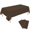 YSYJ 3 Pack Brown Plastic Tablecloth Disposable Rectangular Table Cloth