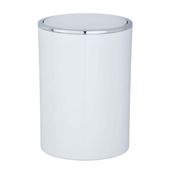 WENKO Inca White Swing Lid Bin, Waste Bin with Swing Lid, Capacity: 5 litres, ABS Plastic, 18.5 x 25.5 x 18.5 cm, White