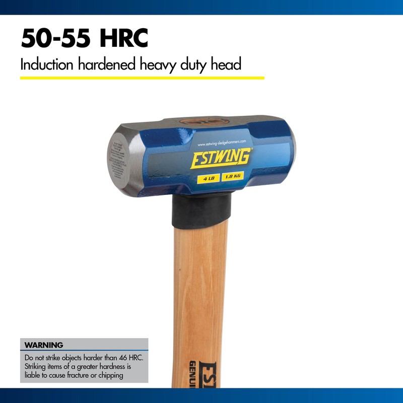 Estwing 4-Pound Hard Face Sledge Hammer - 16-Inch Hickory Handle,