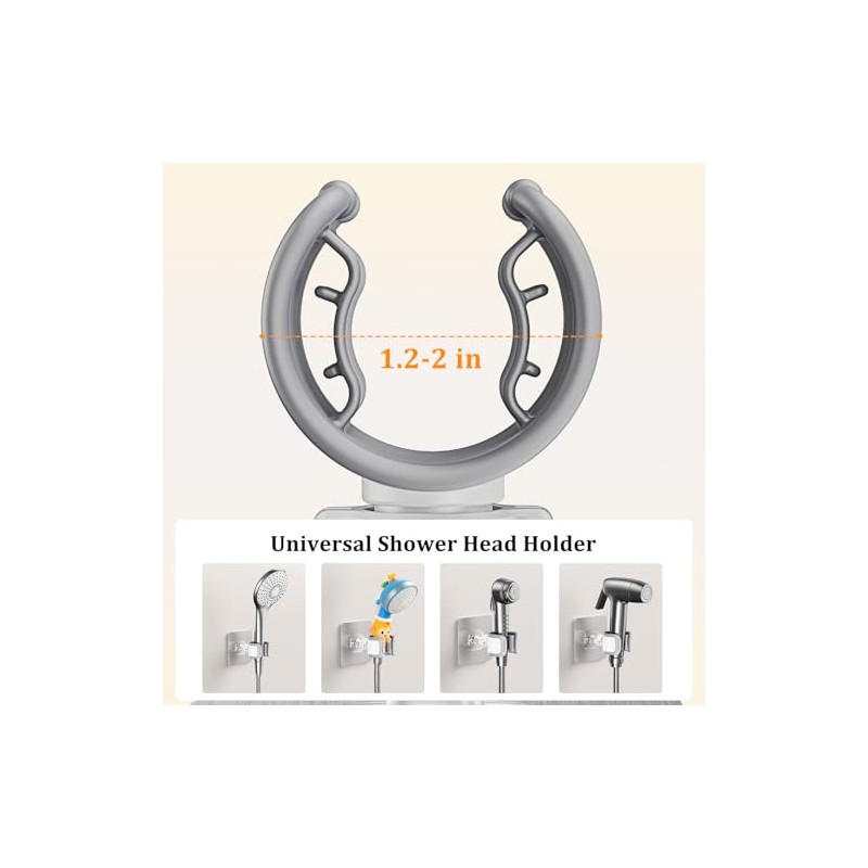 Adjustable Shower Head Holder Adhesive & Drill 2-in-1 with 360°