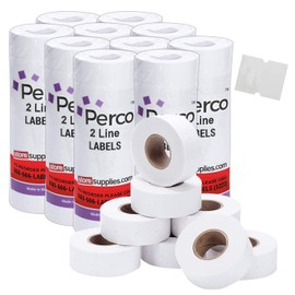 Perco 2 Line White Labels - 10 Sleeve, 60,000 Blank Pricing Labels for Perco 2 Line Price and Date Guns