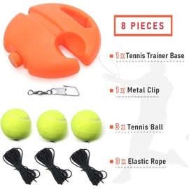 Catcan Solo Tennis Trainer Rebound Ball with String, Portable Tennis Practice Device Tennis Training Tool with 3 Tennis Balls and Elastic Strings for Self-Practice, Beginners, Adults…
