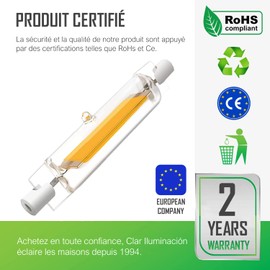 CLAR - R7S 78mm LED Bulb, R7S 78mm Bulb, R7S LED, R7S LED 78mm, R7S LED Bulb, 78mm R7S LED Bulb, R7S LED Bulb, R7S LED Bulb, R7S 78mm, R7S 78mm LED, 6W 30000 ºK (Pack of 2)