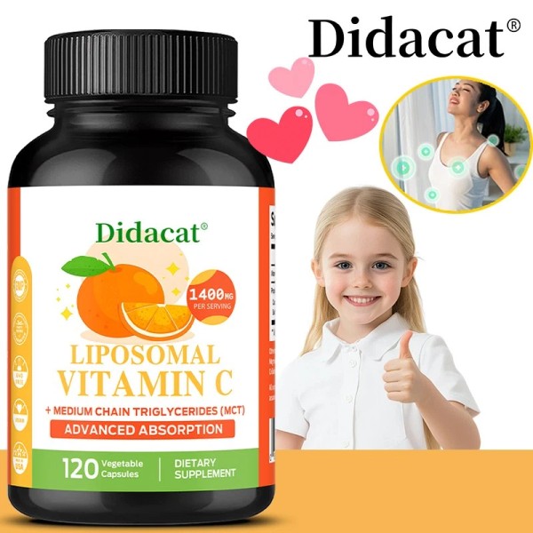 Didacat Liposomal Vitamin C 1400mg Capsules - Boosts Immunity -