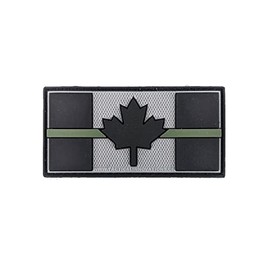 Tactical Innovations Canada PVC Morale Patch - Canadian Flag - Thin Military Green Line 1.5inx3in - Supporting Military Personnel,Black & Grey