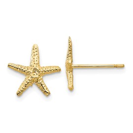 Solid 14k Yellow Gold Starfish Post Earrings (11mm x 11mm)