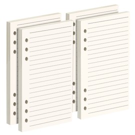 FANDAMEI 4 Packs A6 Ruled Line Paper Refills for Personal Organiser - 180 Sheets 17.1x9.4cm 6-Ring Personal Binder Planner Refillable A6 Lined Paper, Personal Inserts Loose Leaf Page