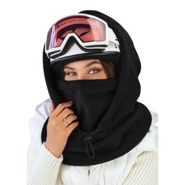 niceacsrise Fleece Balaclava Over Helmet - Warm Helmet Ninja Hood - Snowboard Hooded Hat Neck Gaiter Ski Mask, Sand-earsup, One Size