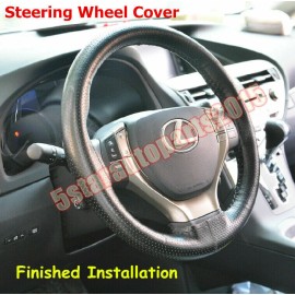 Unbranded DIY PU Leather Soft Steering Wheel Cover With Needles & Thread Anti-slip M Black