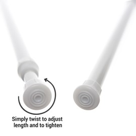 Danily 4 Pack Cupboard Bars Adjustable Spring Tension Rods 30 to 50 cm, White, Comes with a Non Slip Shelf Liner