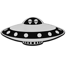 UFO Saucer Plastic Auto Emblem - [Silver][4'' x 1 3/4'']
