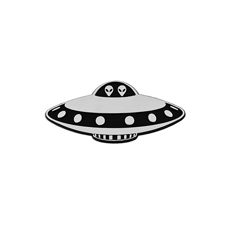 UFO Saucer Plastic Auto Emblem - [Silver][4'' x 1 3/4'']