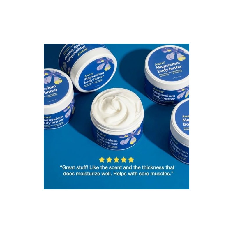ASUTRA- Loción corporal con manteca de magnesio, 6,76 oz, humectante