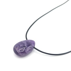 PURAJA Gemstone pendant made of real natural stone, crystal necklace with drop pendant including elegant cord band, premium healing stone/lucky stone made of high-quality minerals, Gemstone,