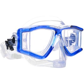 EVO Hammerhead+ Dive Mask 4 Lens Panoramic Diving Mask with Purge Valve, Freediving, Snorkel, Scuba Mask for Men Women, Easily Adjustable for Great Fit (Blue)