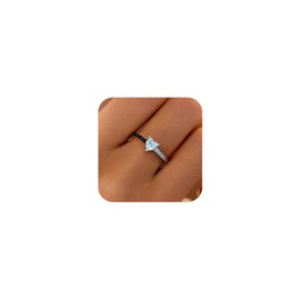 IPEPPY S925 Sterling Silver Heart Rings for Women Mother Daughter Cute Black Love Heart Stacking Ring Matching Half Enamel CZ Promise Purity Ring Jewelry Christmas Gifts for 2 Best Friends (Silver, 10)