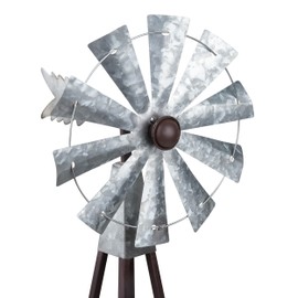 Alpine Corporation JUM368 Outdoor Metal Windmill Spinner Garden Yard Decoration, 24 Inches Tall, Bronze and Silver