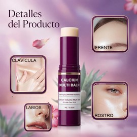 2Pzs Bálsamo Multi Volumen de Calcio, Calcium Multi Balm Barra De Cuidado De Ojos, Barra Hidratante De ColáGeno, Extracto De Colágeno Y Elastina, Anti-Aging Collagen Moisturizing Stick para Ojos, Cuello y Rostro