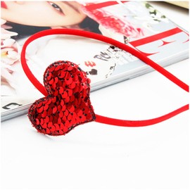 HOXIEYA Valentine's Day Headband Glitter Heart Headband Sparkling Red Heart Hairband for Valentine's Day Hair Accessories for Women Girls Party Supplies