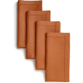 Signature Linen™ de D'Moksha Óxido Servilletas de Cena, Juego de 4, Servilletas de Tela 50 x 50 cm, 100% Lino Puro, con Vainica, Servilletas de Mesa Lavables a Máquina- Verano
