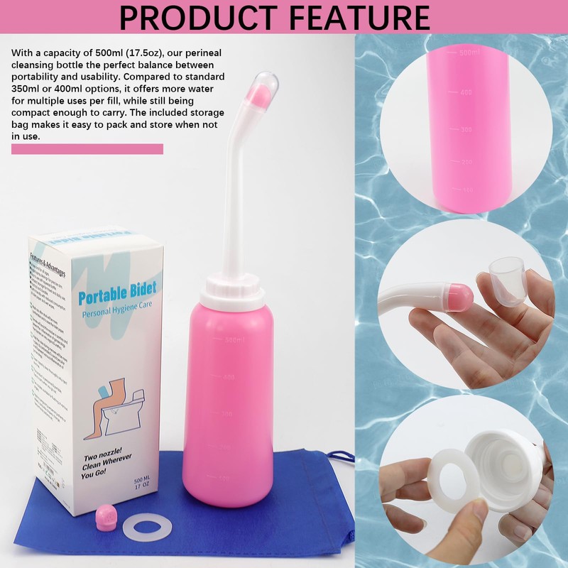 500ml Reusable Vaginal Cleansing System - Postpartum Douche Bottle with
