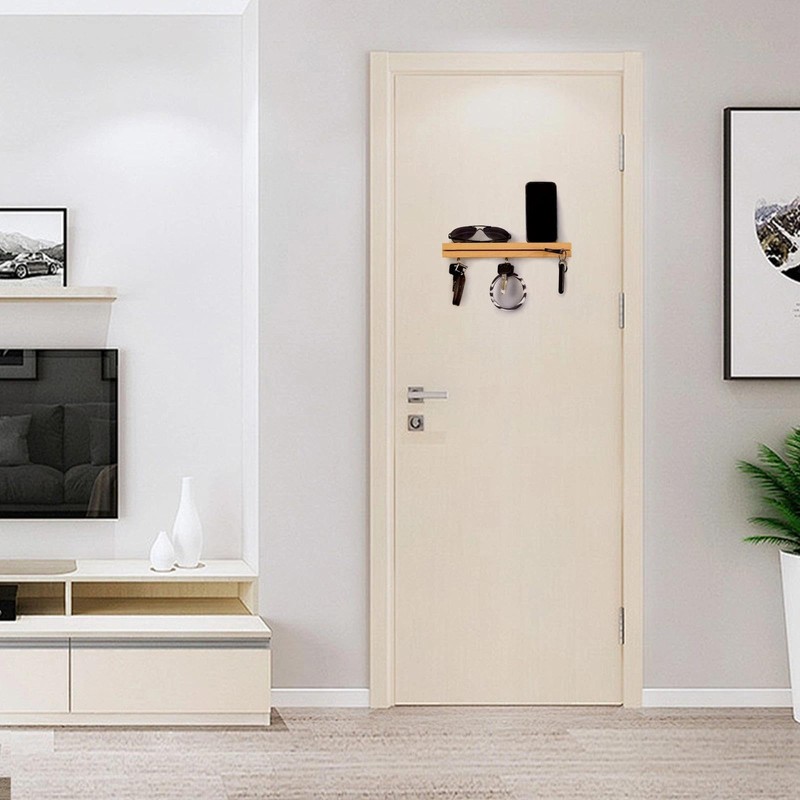 LIUZHUJ Magnetic Oak Key Rack - Magnetic Key Holder with