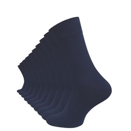 Cotton Prime 10 Pairs of Comfort Socks without Elastic Waistband & Seam, 80% Cotton, Comfortable Health Socks with Comfort Waistband for Men and Women, navy, 43 - 46
