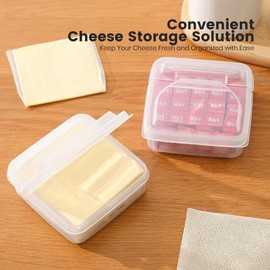 YAFIYGI Sliced Cheese Container for Fridge Clear Plastic Flip Lid Cheese Slice Storage Box Refrigerator Organizer for Food Grated Cheese Singles Convenient Holder Keeps Cheese Fresh Longer
