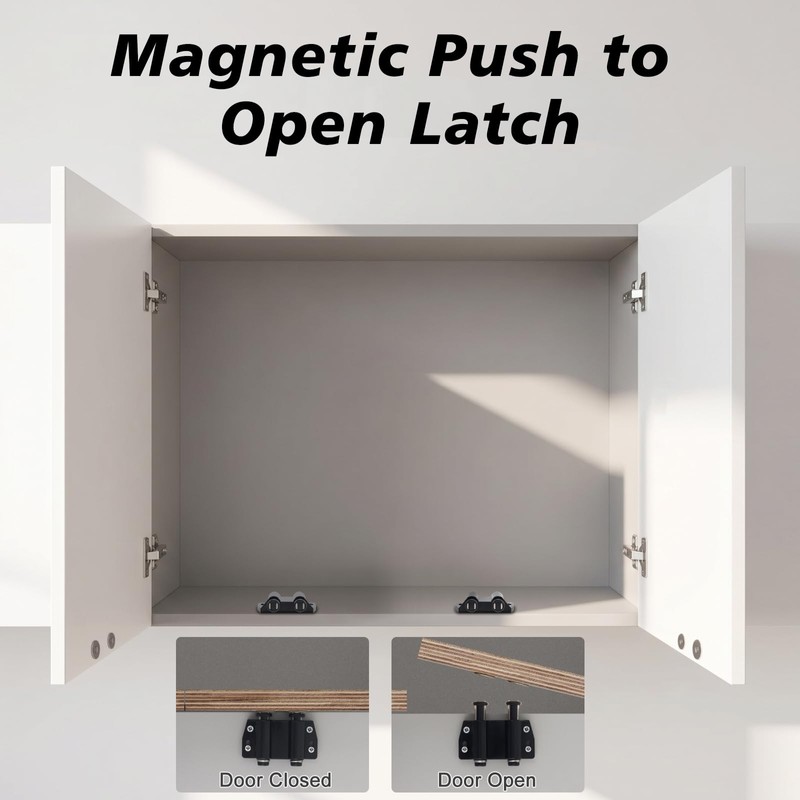 Magnetic Push Latch,Double Push to Open Cabinet Door Touch Latches,8