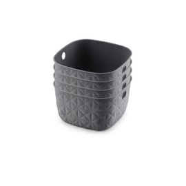 CURVER Softex 4x 3L Storage Baskets, 100 percent Recycled Material, Lightweight, For Bathroom, Living Room, Kitchen, Dark Grey