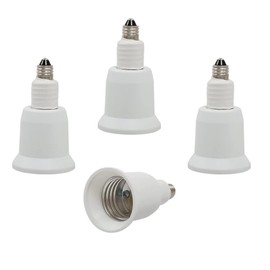 E-Simpo 4pcs E11 to E26 E27 Light Socket Adapter LED Lamp Bulb Holder Socket Extender, Mini Candelabra E11 (NOT E12) Base Convert to Medium E26/E27 Standard Screw Base