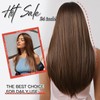 Allbell Brown Bob Wig with Bangs for Women Short Wavy
