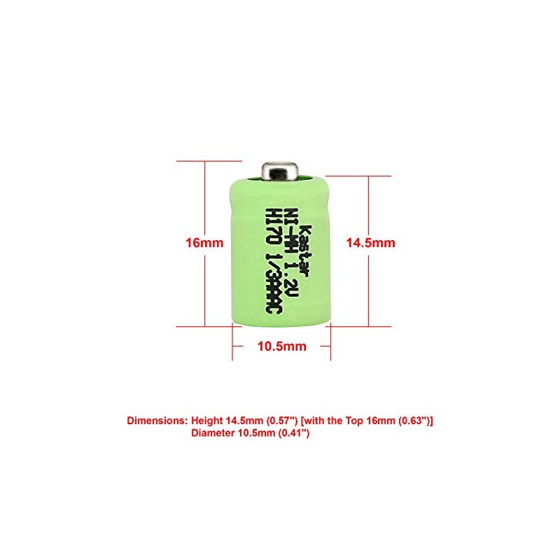 Dantona Single Cells 1/3AAA-150NM-NT Nickel Metal Hydride (NIMH) - Rechargeable
