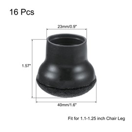 sourcing map 16pcs Chair Leg Floor Protectors with Felt Pads Chair Furniture Leg Caps Protectors for Hardwood Floors Fit for 1.1-1.25 Inch Chair Leg, No Scratches and Reduce Noise, Black