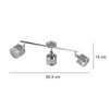 3-Bulb Ceiling Spotlight Silver Chrome Fabric Shade Grey Width 80