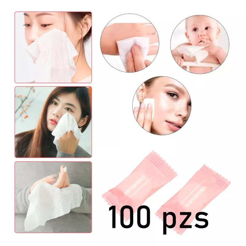 Veraly Toalla Comprimida Pastilla Compacta Rosa Limpieza 100pzs