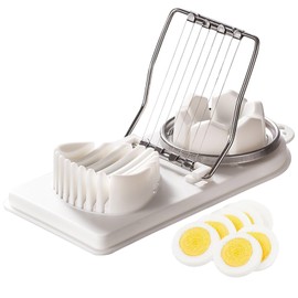 KASESSS Egg Slicer for Boiled Eggs, Multifunctional Egg Cutter, Egg Cutting Tool with Stainless Steel Wire, 2-in-1 Egg Slice for Evenly Slicing Boiled Eggs Ham Banana and Strawberry(White)