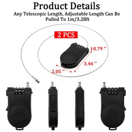 Cable Lock, 2 Pieces Retractable Cable Lock Combination Lock with 107 cm Wire Rope Suitcase Lock Travel Lock Luggage Locks Portable Helmet Lock Scooter Lock Rope Lock for Helmet Motorcycle