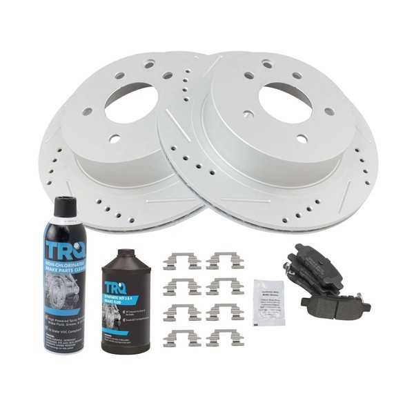 Rear Brake Pad & Rotor Kit Semi-Metallic Performance Premium G-Coated
