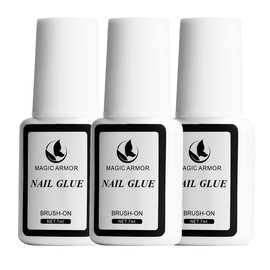 MAGIC ARMOR 3 PCS Super Strong Nail Glue for Acrylic Nails，Super Brush on Nail Glue Professional Nail Tip Glue，Press On Nails False Nails Fake Nails Tips Adhesive Press On Nail Glue for Nail Repair