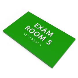 ADA CENTRAL SIGNS 6" X4" Exam Room 5 Sign- Tactile Graphics Grade 2 Braille Text | Modern Utility Wall Mount ADA Compliant Plastic Signs For Schools, Offices, Businesses, Apartments & Restaurants
