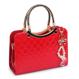 DEEVORCA Fashion Women's Handbag Elegant Shoulder Bag Pearl Pendant Casual Crossbody Bag Travel Dating Work Party Wedding PU Leather Medium Multifunctional Messenger Bag, Red (red A), Women's shoulder