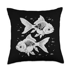 Retro Fancy Goldfish Aquarium Pet Fish Bowl White Goldfish Throw Pillow