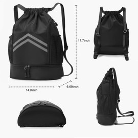 Ninonly 2024 New Knapsack, Gym Sack, Pool Bag, Large Capacity, Waterproof, Lightweight, Foldable, Separating Wet and Dry Function, Shoe Storage Bag, Eco Bag, Drawstring Bag, Swimming, Exercise,